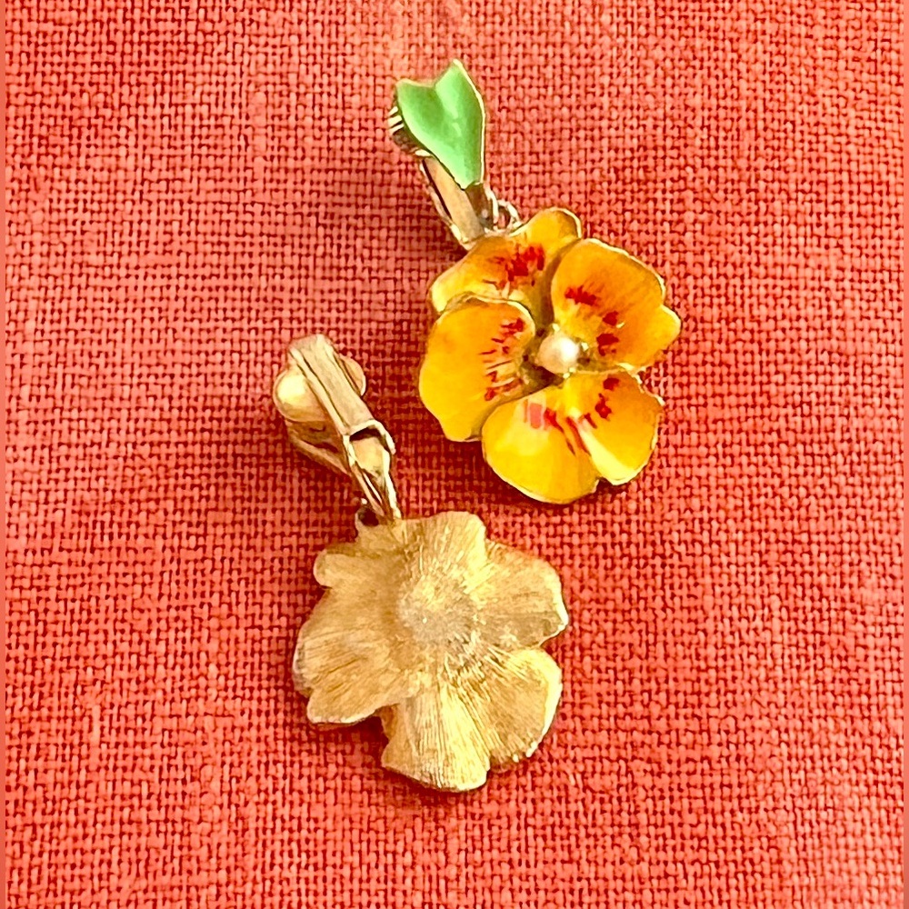 Vintage Floral Bold Statement Earrings Enamel Flower - Picture 5 of 11